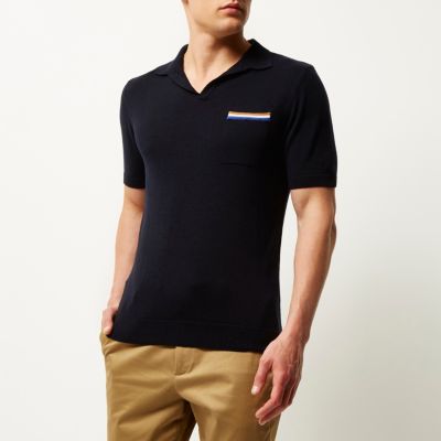 Navy tipped polo shirt
